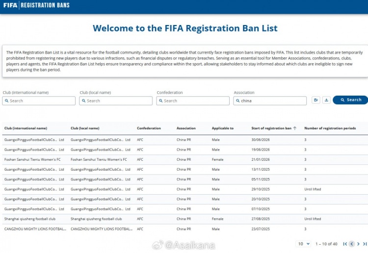 FIFA禁令清零 延边龙鼎青岛海牛获注册自由