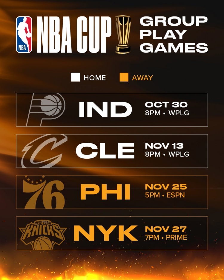 热火NBA杯赛程:四战全打季后赛对手 热火NBA杯赛程:四战全打季后赛对手